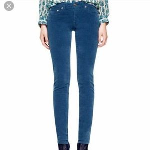 Tory Burch Ivy Super Skinny Corduroy Pants Jeans Size 24 XXS XS 0 Turquoise Teal